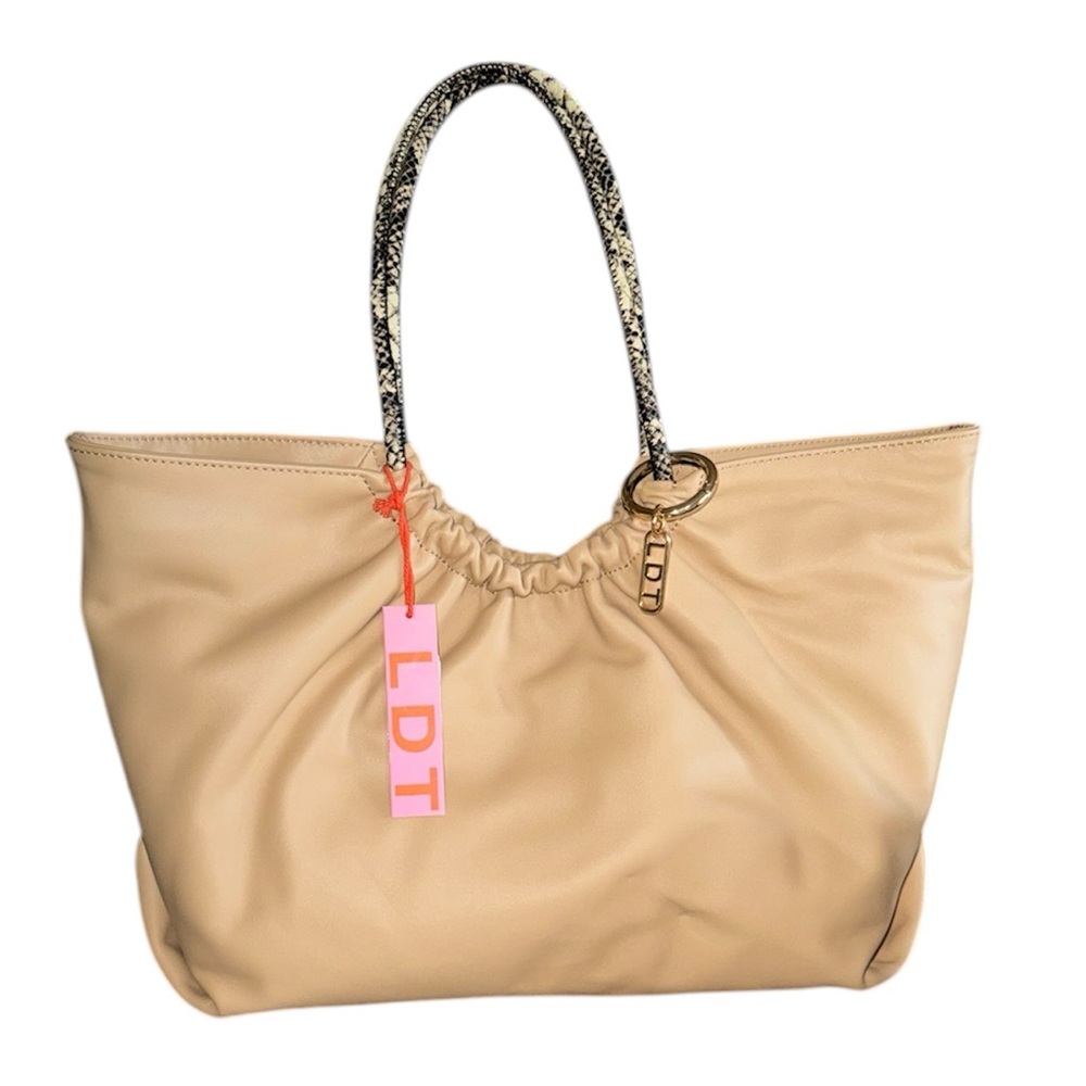 LDT Lily Medium Leather Tote Snake Sand, NWT